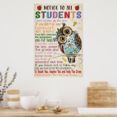 Bericht aan alle Poster van de klas van studenten (Keuken)