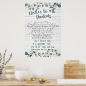 Bericht aan alle studenten Poster voor klaslokaal (Keuken)