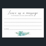 Bericht aan bruid en bruidegom succulente Kaarten<br><div class="desc">Deze elegante Leave a Message-kaarten zijn de perfecte aanvulling op uw huwelijksreceptie als alternatief voor een gastenboek. Dit ontwerp is voorzien van een combinatie van handschrift en bloklettertypen in donkergrijs en afgewerkt met een sappig boeket aan de onderkant. Er is ruimte voor gasten om hun bericht achter te laten zodat...</div>