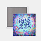 Bericht aan de Wereld  Bloemen Blauw Trendy Magneet (Voorkant / Achterkant)