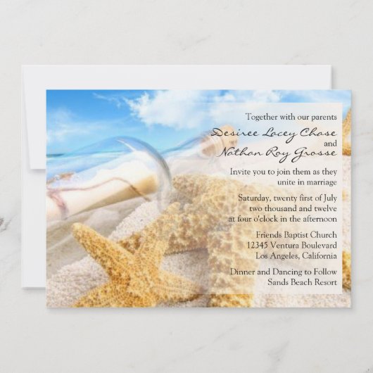 Bericht bij een bottelbruiloft kaart (Achterkant)