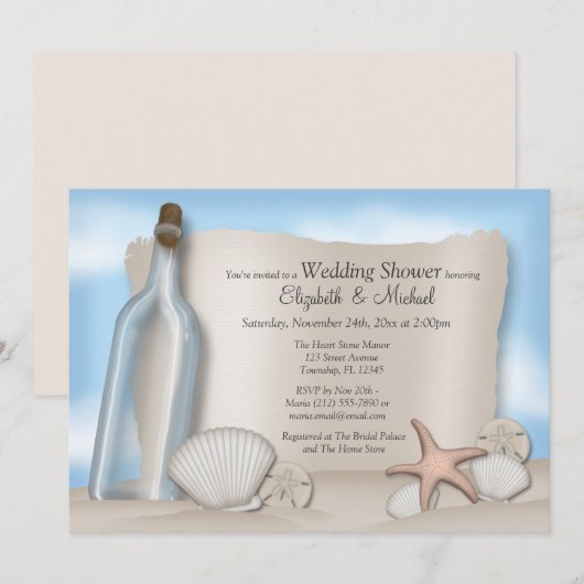 Bericht Fles Couple's Beach Vrijgezellenfeest Kaart (Voorkant / Achterkant)