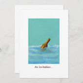 Bericht - fles op zee - PERSONALISEERDE uitnodigin Kaart (Voorkant / Achterkant)