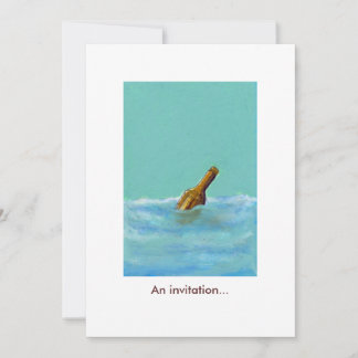 Bericht - fles op zee - PERSONALISEERDE uitnodigin Kaart