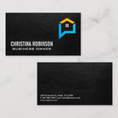 Bericht Gesprek Home Logo | zwart leder Visitekaartje (Voorkant / Achterkant)