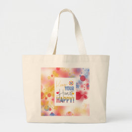 Bericht - houd je hart gelukkig grote tote bag