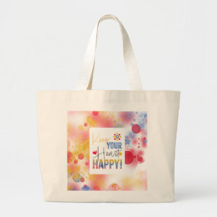 Bericht - houd je hart gelukkig grote tote bag