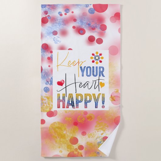 Bericht - houd je hart gelukkig strandlaken (Voorkant)