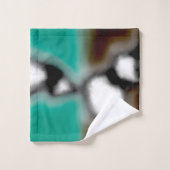 Bericht in a Bottle: Abstract bruin, Blauwgroen, B Bad Handdoek (Wasdoekje)