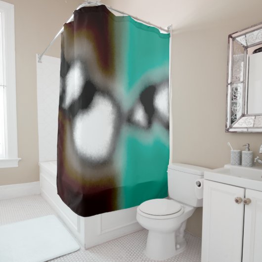 Bericht in a Bottle: Abstract bruin, Blauwgroen, B Douchegordijn (In situ)