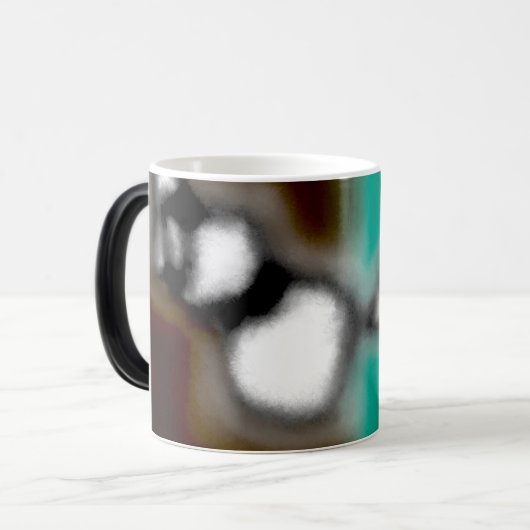 Bericht in a Bottle: Abstract bruin, Blauwgroen, B Magische Mok (Voorkant links)