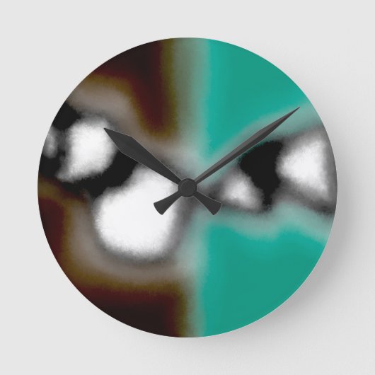 Bericht in a Bottle: Abstract bruin, Blauwgroen, B Ronde Klok (Voorkant)