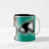 Bericht in a Bottle: Abstract bruin, Blauwgroen, B Tweekleurige Koffiemok (Voorkant rechts)