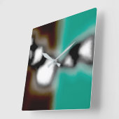 Bericht in a Bottle: Abstract bruin, Blauwgroen, B Vierkante Klok (Hoek)