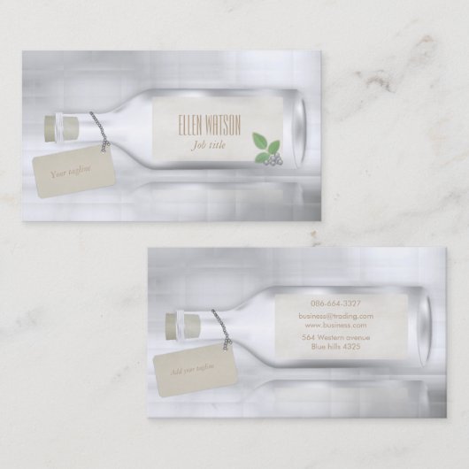 Bericht in de fles visitekaartje (Voorkant / Achterkant)