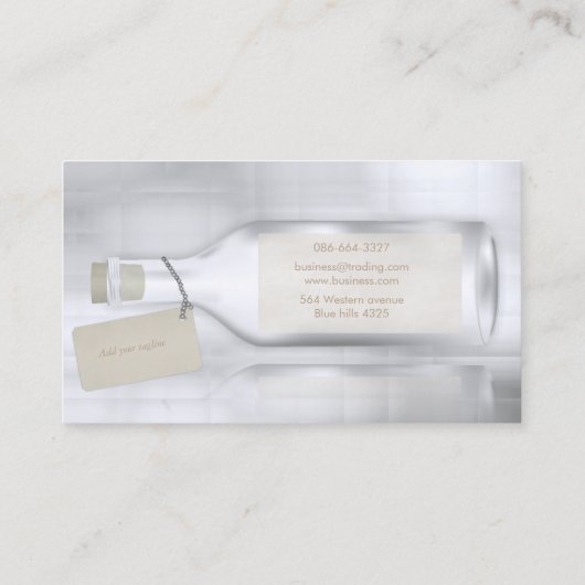 Bericht in de fles visitekaartje (Achterkant)