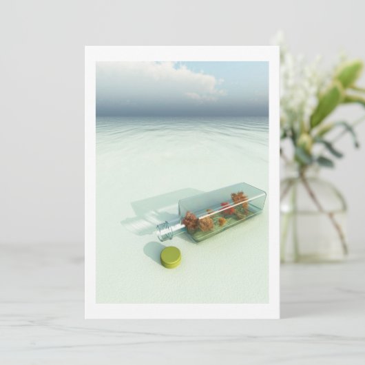 Bericht in de flessenuitnodiging kaart (Staand voorkant)