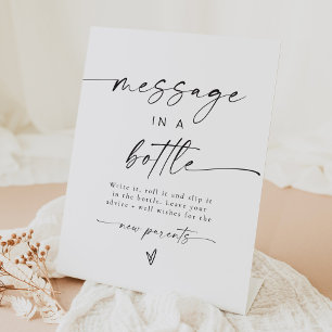 Bericht in een Baby shower Advies Reclamebord Met Voetstuk