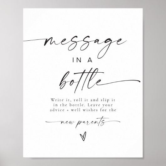 Bericht in een Baby shower Advies Teken Poster (Voorkant)