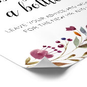 Bericht in een bottelingadvies Burgundy Floral Poster (Hoek)