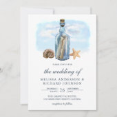 Bericht in een Bottle Rustic Nautical Wedding Kaart (Voorkant)