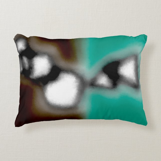 Bericht in een fles: Abstract Bruin, Teal, Z&W Accent Kussen (Voorkant)