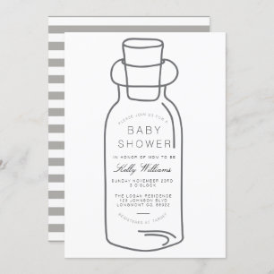 Bericht in een fles   Baby shower uitnodigen Kaart