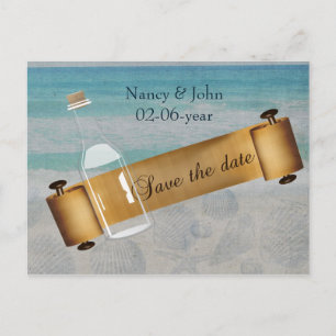 Bericht in een fles Beach Weddenschap Aankondigingskaart