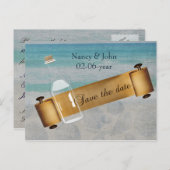 Bericht in een fles Beach Weddenschap Aankondigingskaart (Voorkant / Achterkant)