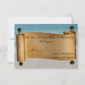 Bericht in een fles Beach Weddenschap RSVP Kaartje (Achterkant)