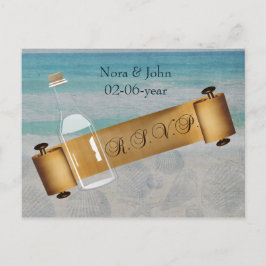 Bericht in een fles Beach Weddenschap Uitnodiging Briefkaart