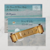 Bericht in een fles Beach Weddenschap Uitnodiging Briefkaart (Voorkant / Achterkant)