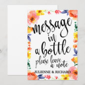 Bericht in een fles Betaalbaar bloem bruiloft bord (Voorkant / Achterkant)