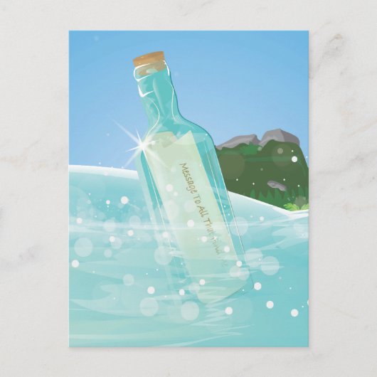 Bericht in een fles briefkaart (Voorkant)