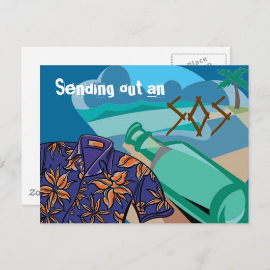 Bericht in een fles briefkaart (Voorkant / Achterkant)