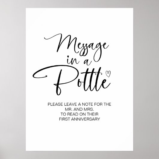 Bericht in een fles Bruiloft Gast Boek teken Poster (Voorkant)