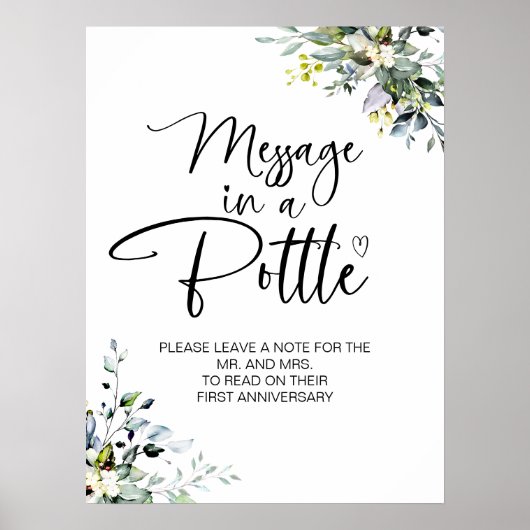 Bericht in een fles Bruiloft Gast Boek teken Poster (Voorkant)