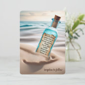 Bericht in een fles bruiloft kaart (Staand voorkant)