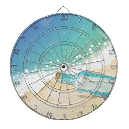 Bericht in een fles dartbord (Voorkant)