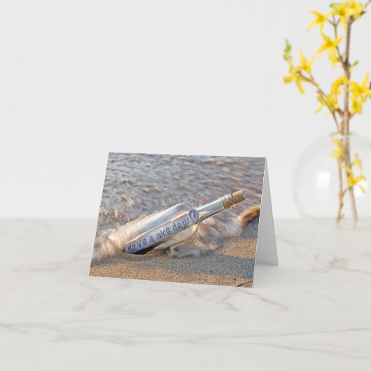 Bericht in een fles kaart (Gele Bloem)