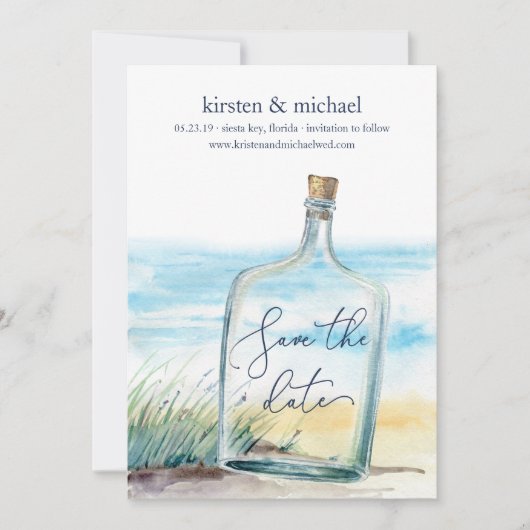 Bericht in een fles met de Kaart Datum opslaan (Voorkant)