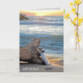 Bericht in een fles op Driftwood verjaardag Kaart (Gele Bloem)