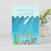 Bericht in een fles Post Bruiloft Brunch Uitnodigi Kaart (Staand voorkant)