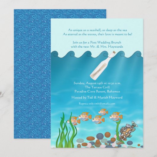 Bericht in een fles Post Bruiloft Brunch Uitnodigi Kaart (Voorkant / Achterkant)