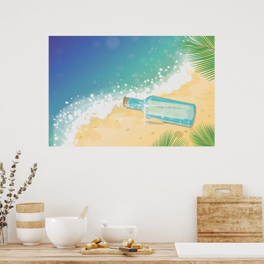 Bericht in een fles poster (Keuken)