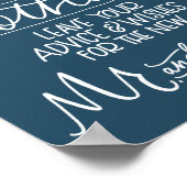 Bericht in een fles Trouwbord - Navy Blue Poster (Hoek)