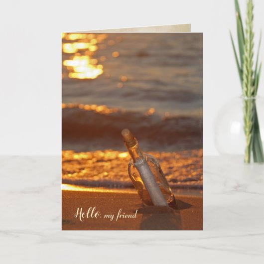 Bericht in een fles voor vriend kaart (Voorkant)