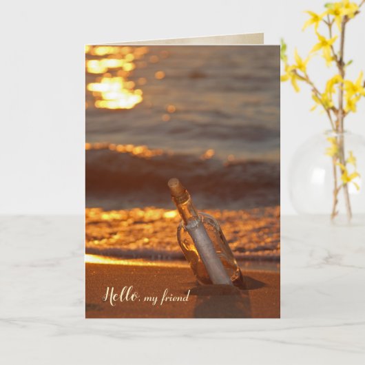 Bericht in een fles voor vriend kaart (Gele Bloem)