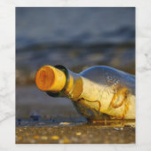 Bericht in een fles wijn etiket (Enkel label)