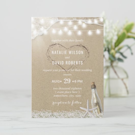 Bericht in een flesje met een flesje met een stran kaart (Staand voorkant)